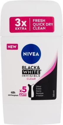 Produktbild NIVEA Solid antiperspirant Invisible Forack & White Clear 50 ml (Stick, 50 ml)