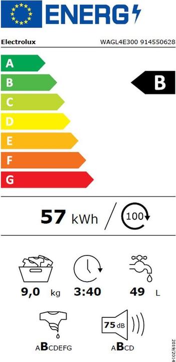 Energy Label Electrolux Wagl4e300 (9 kg, Left)