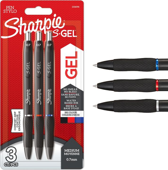 Produktbild Sharpie Gelschreiber 0.7 mm, 3 Stück (Blau, Rot, Schwarz, 3 x)