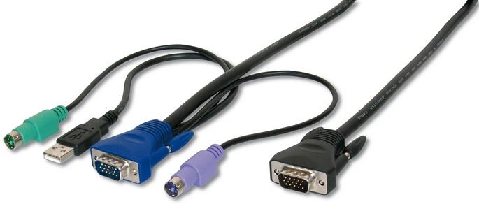 Image du produit Digitus Set de câbles PS2, USB, HDDB15 vers switchs KVM 3m
