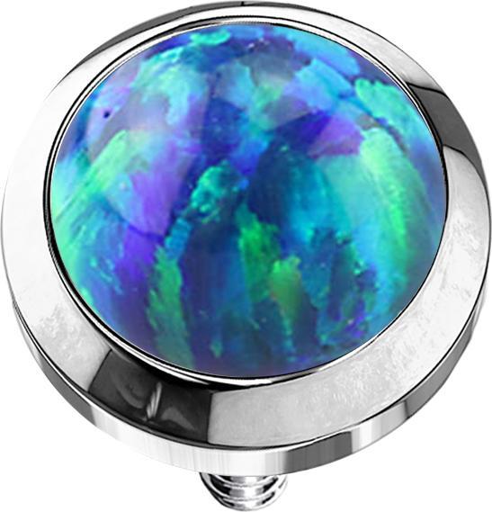 Star Piercing Dermal Anchor silber mit Opal blau (Titan G23, ohne Messing)