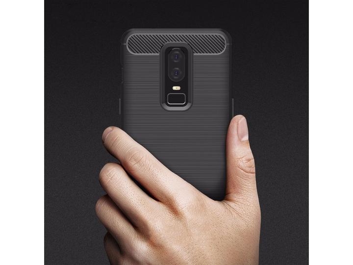 Productafbeelding Screenguard OnePlus 6 Cover Koolstof Geborsteld Zacht TPU (OnePlus 6)