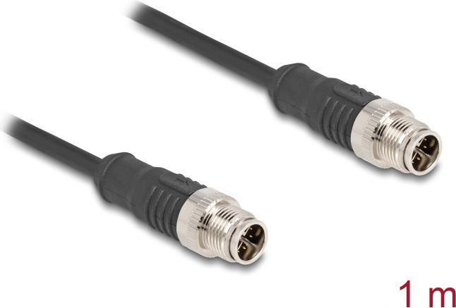 Produktbild Delock M12 Kabel X-kodiert 8 Pin Stecker zu Stecker PVC 1 m (S/FTP, CAT5e, 1 m)