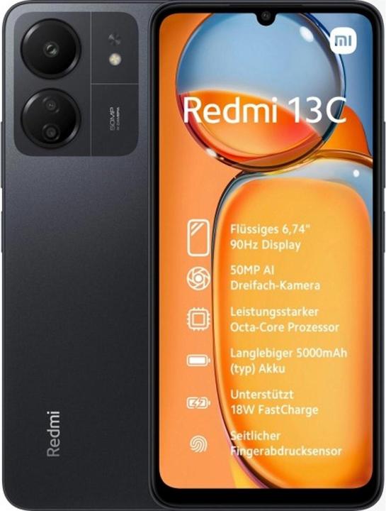 Image du produit Xiaomi Redmi 13C (128 Go, Midnight Black, 6.74", Double SIM, 50 Mpx, 4G)