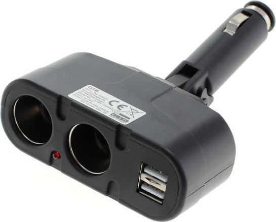 Actual product image AccuCell KFZ-Adapter, Verteiler Zigarettenanzünder - Stecker auf 2x Kupplung + USB