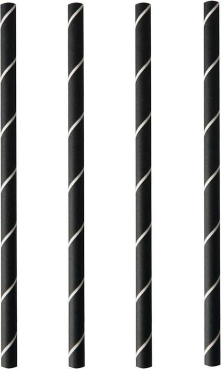 Papstar Paper drinking straw "pure", 150 mm, black / white made of paper, length: 150 mm, diameter: 7 mm (250 x)