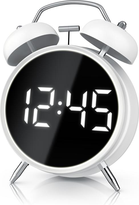 Produktbild Bearware Wecker digital, rund, Lichtring, Retro, lauter Glockenalarm, Zeit und Datum, Beleuchtet, ohne Ticken