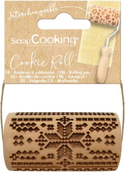 Produktbild ScrapCooking Teigrolle aus Holz geprägt, Weihnachten Kreuzstich