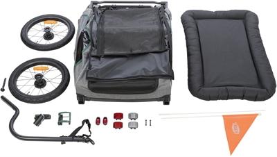Actual product image Trixie Bicycle trailer M, 71×95×85/138 cm, grey/sage (Dog, Reflectors, Lockable)