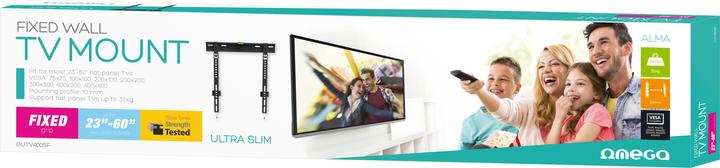 Produktbild Omega TV muurbeugel VESA 75-400 vlak op de muur, 10 mm plat met waterpas (Wand, 60", 35 kg)