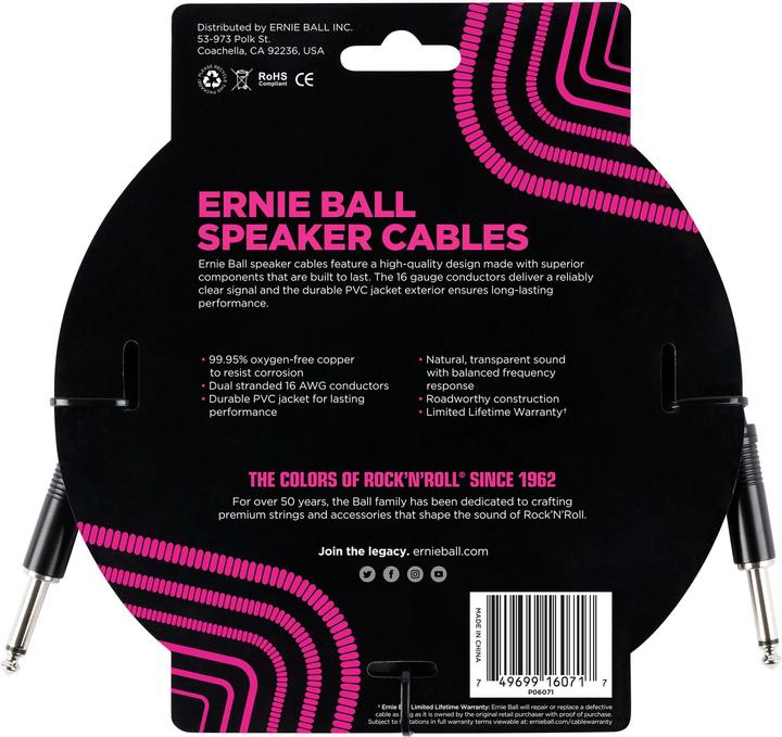 Image du produit Ernie Ball Câble de haut-parleur 6071 - 0.91 m, longueur : 0.91 m (0.91 m, 1.31 mm²² mm)