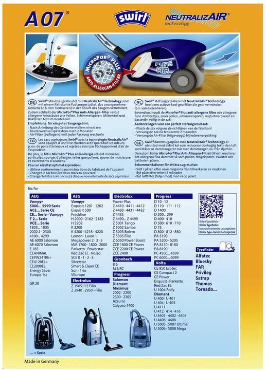 Produktbild Swirl Staubbeutel A07 Neutraliz Air (4 x)