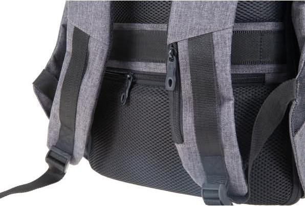 Actual product image Lightpak Backpack "SAFEPAK", with USB charging port, gray polyester, padded back, trolley strap