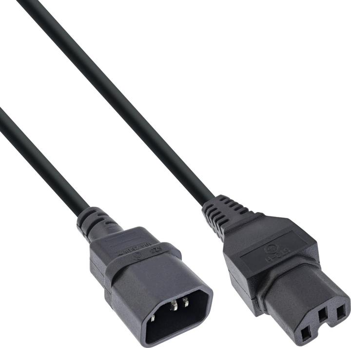 Produktbild InLine 40er Bulk-Pack ® Netzkabelverlängerung, Warmgerätestecker gerade C15 auf Buchse gerade C14, 1 (1.80 m)