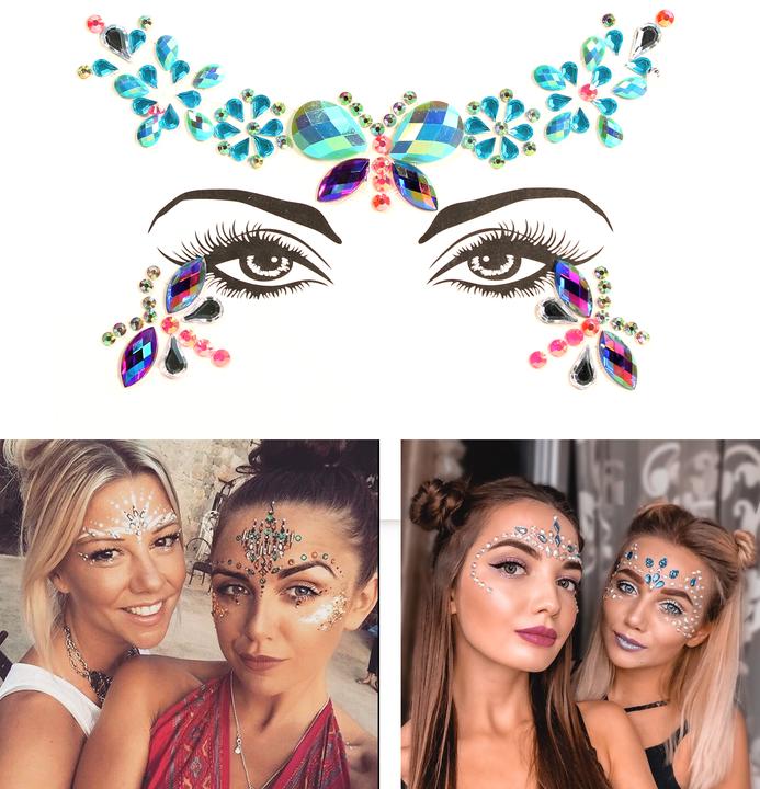 Image du produit PhoneLook Bijoux visage autocollant festival & open-air paillettes diamants tatouage Style 1