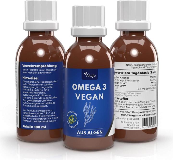 Immagine prodotto VeLife Olio di alghe Omega 3 vegan 100 ml (1 Pezzo/i, Olio, 175 g)