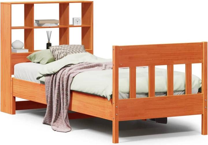 Produktbild VidaXL Massivholzbett Holzbett Bett Einzelbett Bettgestell Weiss 90x200cm Kiefer (90 x 200 cm)