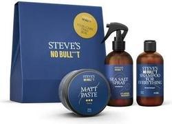 Image du produit Steve´s No Bull***t Steve's - Stev?v Box Hair Trio (Shampooing. Matt Paste Medium. Sea Salt Spray) (Set soin capillaire)
