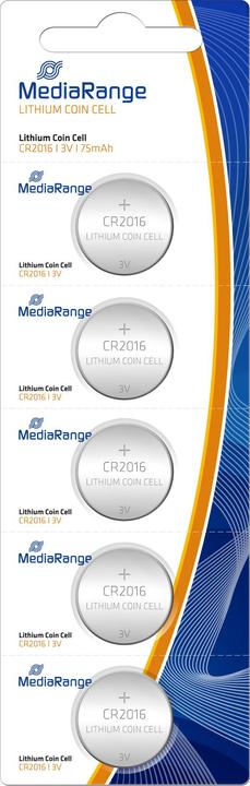 Produktbild MediaRange Knopfzellen CR2016 3V (5 Stk., CR2016, 75 mAh)