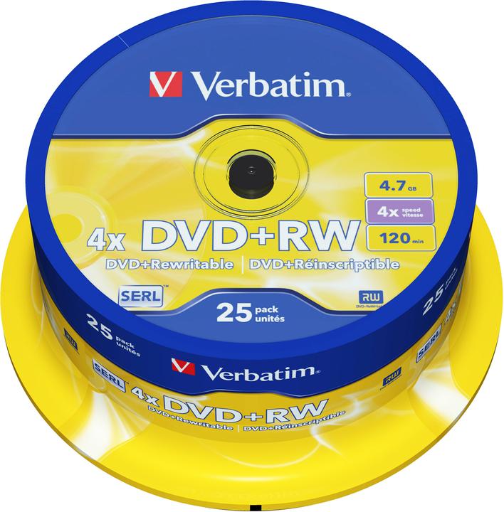 Image du produit Verbatim DVD+RW, 4x, 4.7GB, 25 broches (25 x)