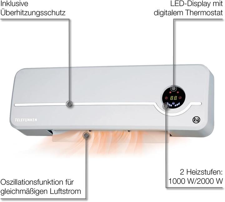 Actual product image Mauk TKWH 2000 Wandheizlüfter mit Oszillationfunktion (2000 W)