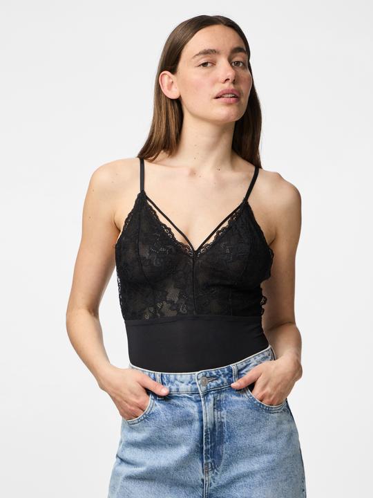 Actual product image Pieces Strappy Lace Sleeveless Bodysuit (S)