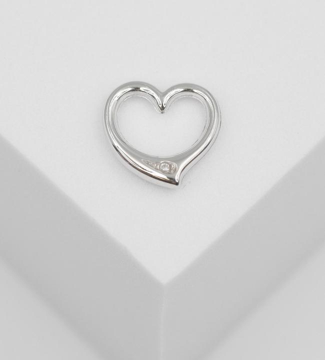 Image du produit Muau Pendant heart white gold 750 diamond 0.005ct. 12x12mm (Or blanc)