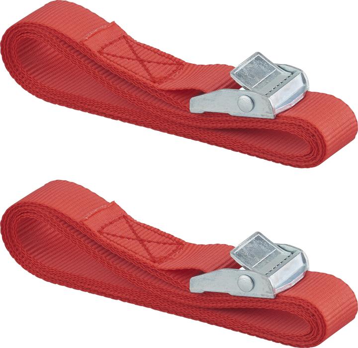 Thirard Lot de 2 sangles de serrage, 2.5m à boucle autoserrante, rouge -