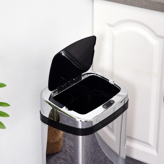 Immagine prodotto Swisshandel24 Cestino per rifiuti con sensore IR con/senza cestino interno in acciaio inox rotondo quadrato (30 l)