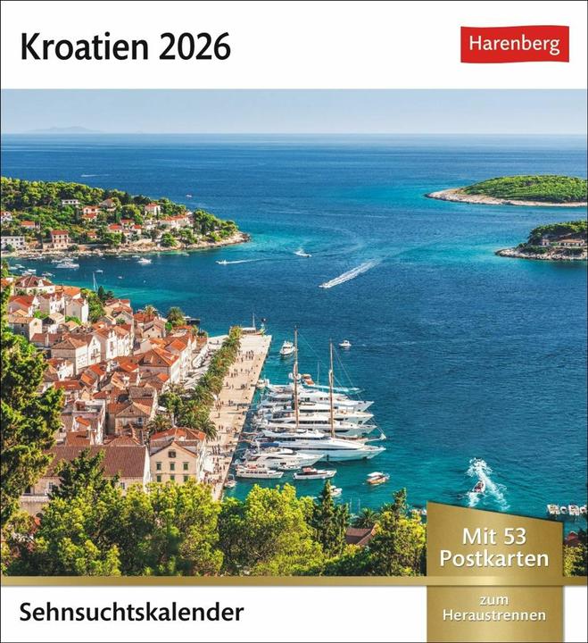 Produktbild Harenberg Kroatien Sehnsuchtskalender 2026 - Wochenkalender mit 53 Postkarten (Deutsch)