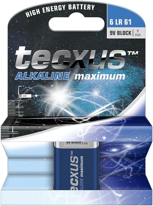 Actual product image Tecxus 9 Volt Block - Battery 9V - Alkaline (1 pcs., 9V Block, 550 mAh)