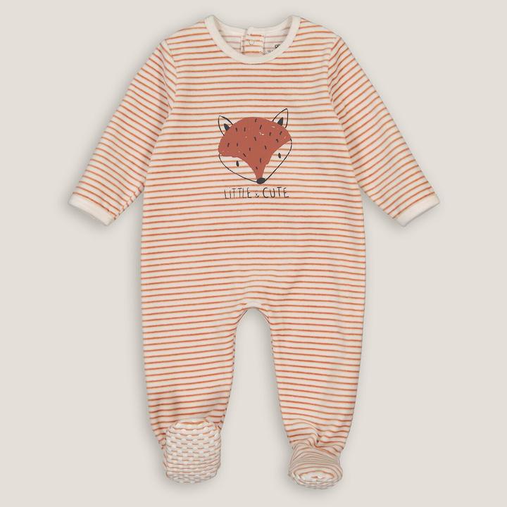 Produktbild La Redoute Collections Pyjama aus Samt mit Streifen und Fuchsmotiv vorne (54)
