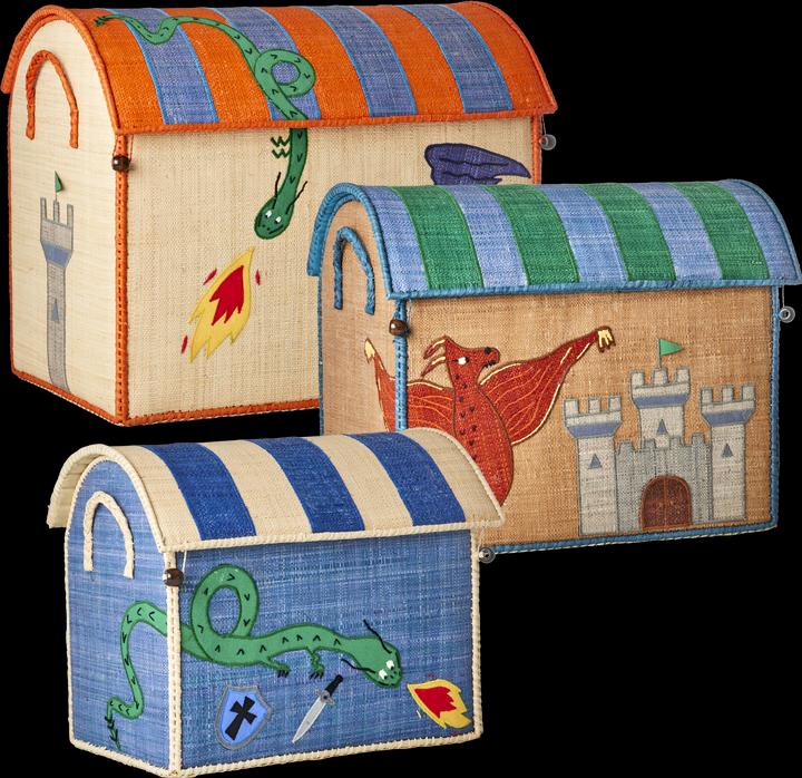 Actual product image Rice Raffia Toy Baskets - Dragon Theme - Set of 3