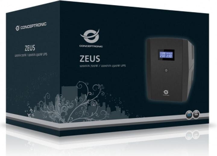 Image du produit Conceptronic ZEUS USV 2200VA LED / ZEUS 04E (2200 VA, 1320 W, Line-interactive Onduleur)