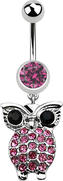 Immagine prodotto Star Piercing Banana argento con ciondolo gufo e occhi grandi rosa (Acciaio chirurgico 316L, senza ottone)