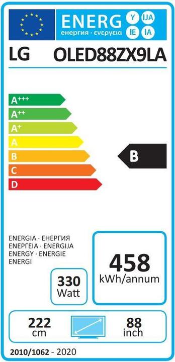 Energie-Label LG TV OLED 88ZX9 (88", OLED, 8K, 2020)