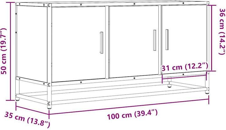 Produktbild VidaXL TV Schrank Lowboard Fernsehschrank Fernsehtisch TV Möbel Räuchereiche (100 x 35 x 50 cm)