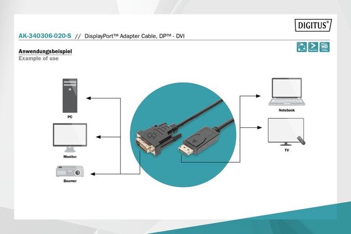 Actual product image Digitus DisplayPort — DVI (2 m, DisplayPort)