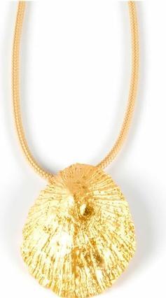 Shabama Women's Necklace Calobra Cool Brass Flash Plated Gold Nylon Beige 1m