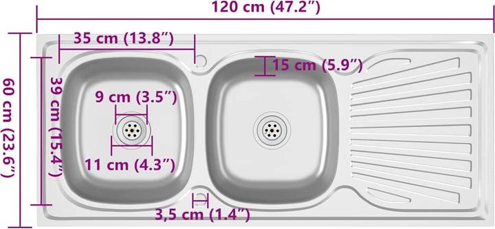 Produktbild VidaXL Edwin (Einbauspüle, 39 cm, 60 cm)