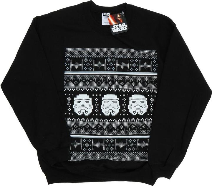 Star Wars Stormtrooper Helmet Christmas Fair Isle Sweatshirt (L)