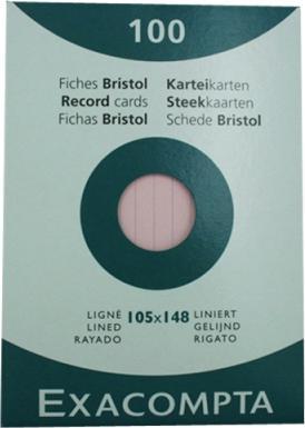 Image du produit Exacompta Fiches lignées roses, 100 (A5, 205 g/m², 100 x)