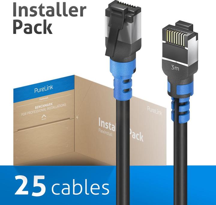 Actual product image Purelink FlexInstall patch cable Cat.6A S/FTP 3.00m - Installer Pack 15 pcs. (S/FTP, CAT6a, 3 m)