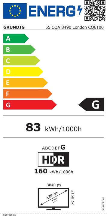 Energie-Label Grundig Grun Led-Tv UHD (55", 4K)