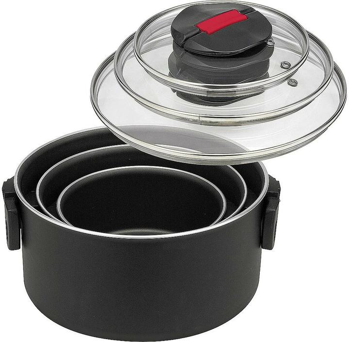 Ballarini Click&Cook Kochtopfset 3-teilig mit Deckel (24 cm, Pfannenset + Topfset, Aluminium, Edelstahl)