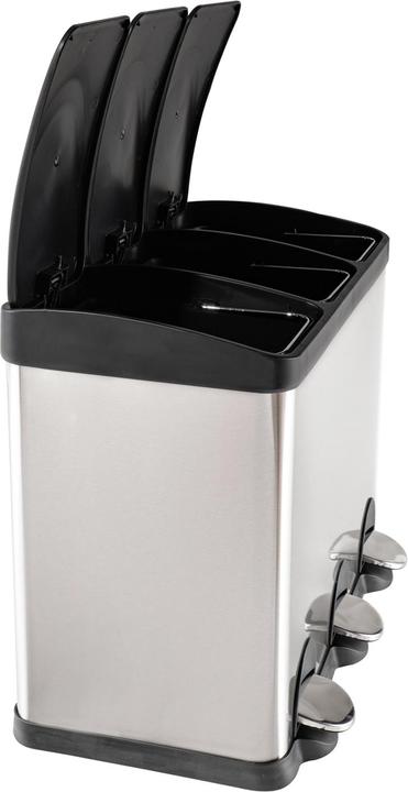 Produktbild HTI-Living Mülleimer mit 3 Kammern Jannik 45 Liter Silber Schwarz (45 l)