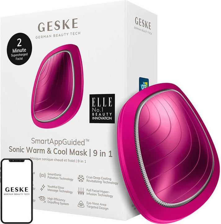 Actual product image Konjac Sponge Soniczny masażer do twarzy Cool & Warm 9w1 Geske z Aplikacją (magenta)