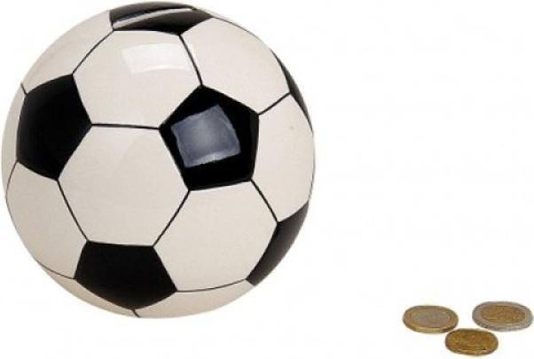Produktbild G. Wurm Geldkassette Fussball schwarz-weiss rund 13cm, Einwurfschlitz oben
