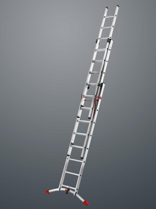 Actual product image Hailo S100 ProfiLOT, aluminium combination ladder 3-section, 2x9 + 1x8 rungs (Stepladder, 19 cm)
