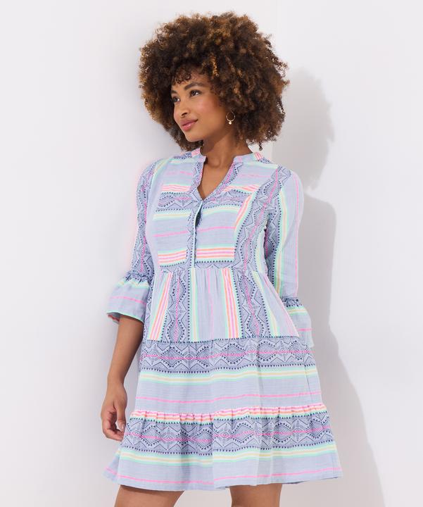 Actual product image Joe Browns Neon Striped Jacquard Flared Sleeve Tunic Mini Dress (12XL)